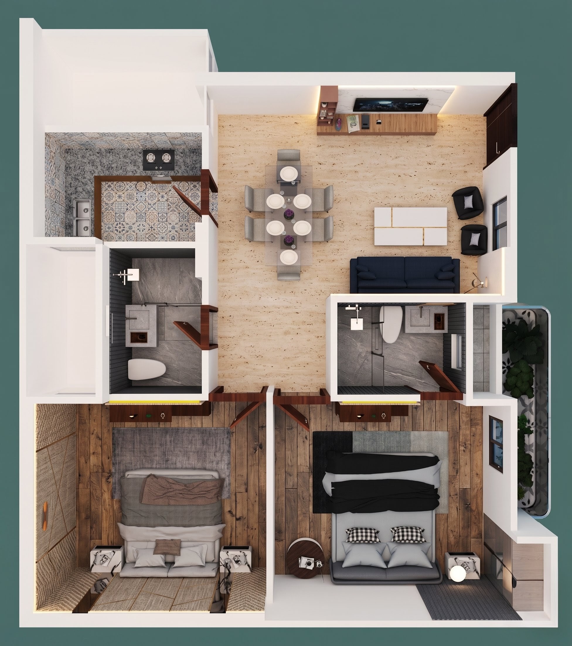 2 BHK Floor Plan